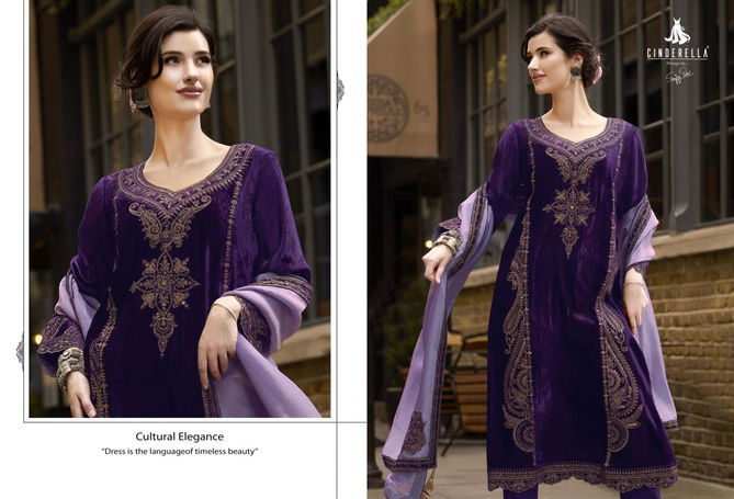 Fashion And Fairy By Cindrella Embroidery Velvet Slawar Kameez Wholesale Online